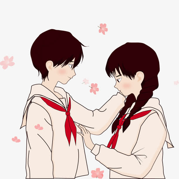 卡通手绘男孩女孩免抠