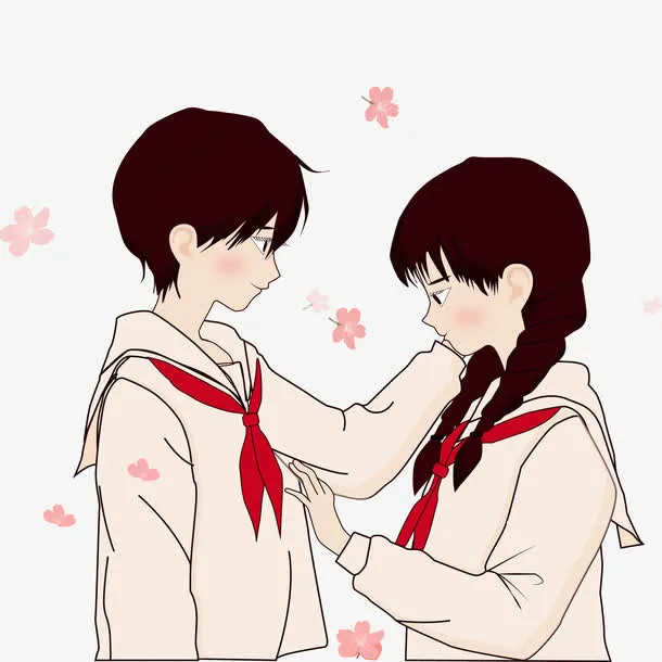 卡通手绘男孩女孩免抠