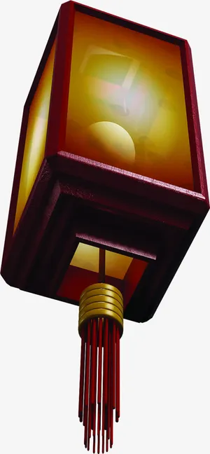 侧面方形灯笼黄色光效免抠