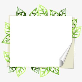 绿色树叶卷边标签免抠