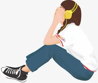 听音乐的女生免抠