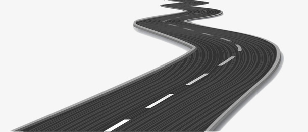 黑色向远延伸的公路免抠