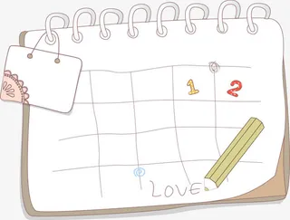 卡通可爱手绘日历免抠