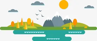 卡通矢量郊区美景免抠