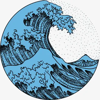 渐变海浪黑点免抠