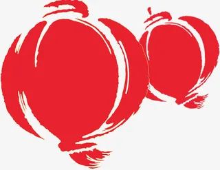 水墨画古风红灯笼免抠