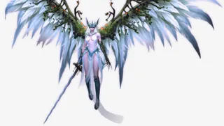 持剑白色羽翼女神手绘海报背景