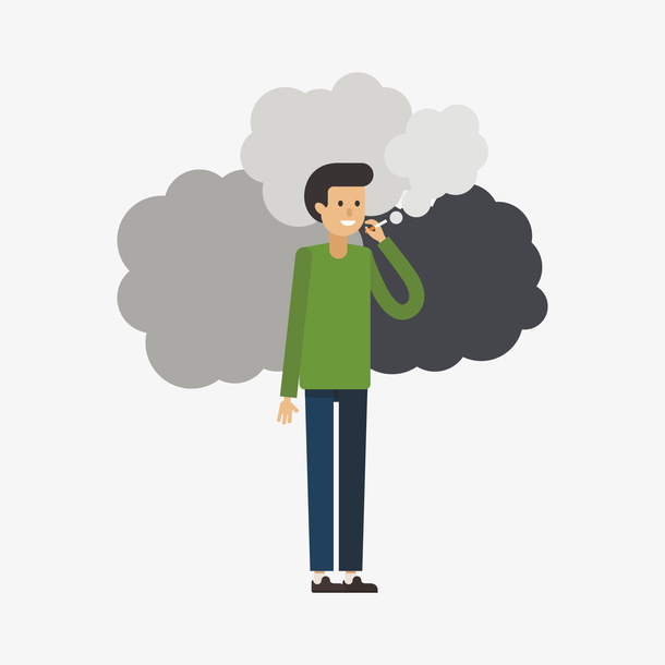 卡通版抽烟的男人免抠