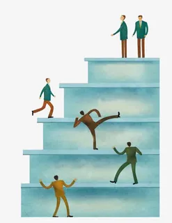 一层层台阶向上爬的人免抠标签元素