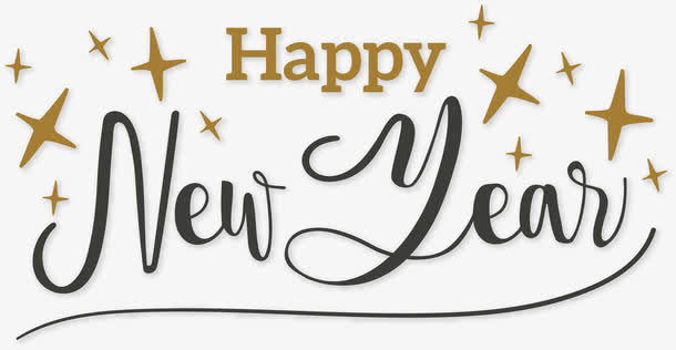 欧式新年快乐标签免抠