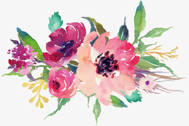 水彩花朵免抠