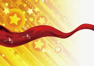 建军五星飘扬红丝带免抠