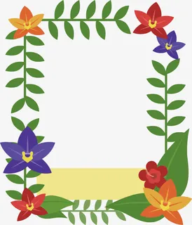 树叶花藤装饰框免抠