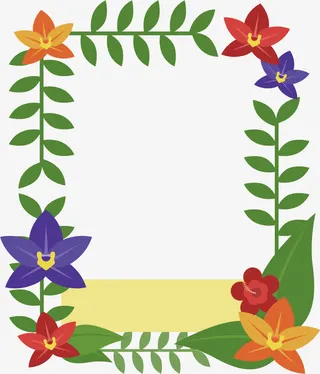 树叶花藤装饰框免抠