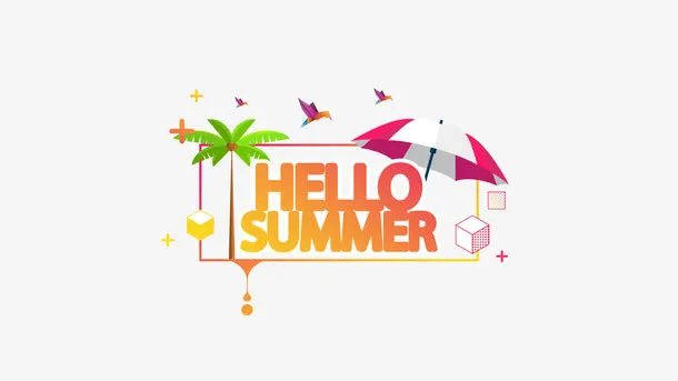 红色你好夏天免抠