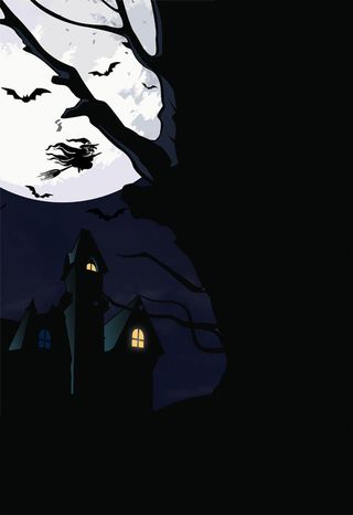 万圣节月亮城堡插图高清