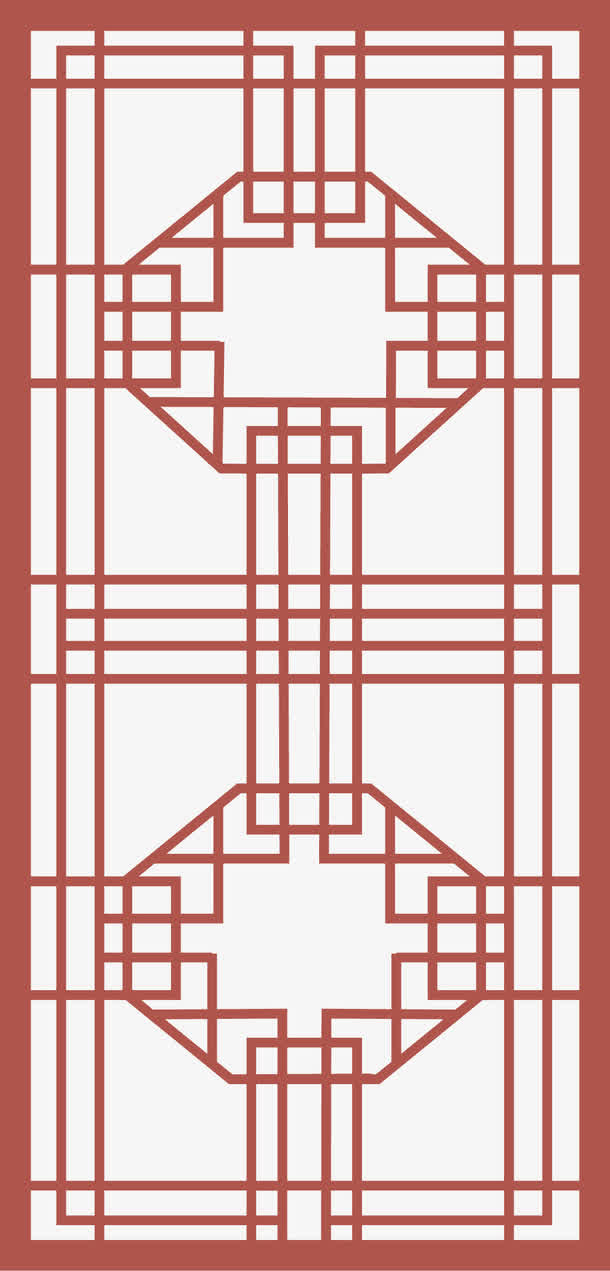 传统窗格花纹免抠