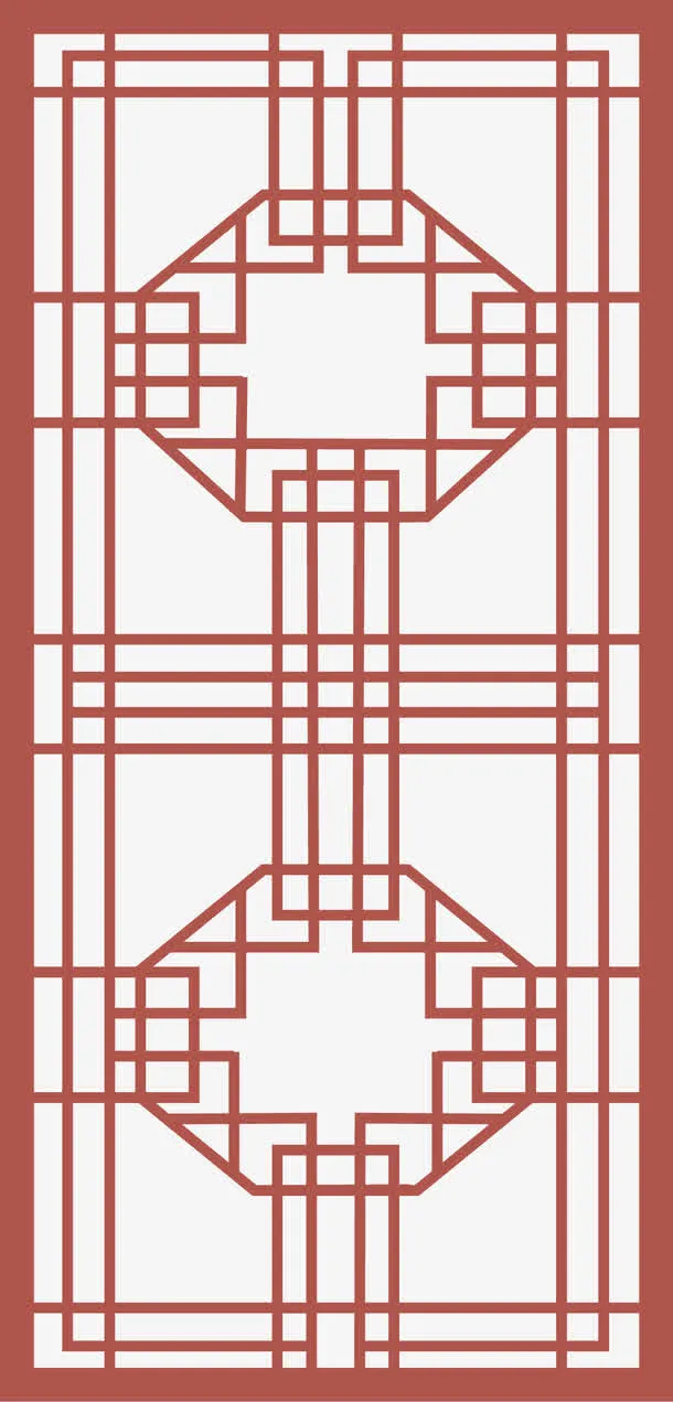 传统窗格花纹免抠