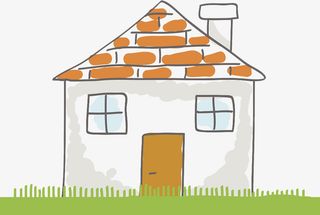 卡通画绿草与房子免抠