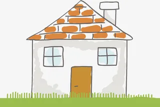 卡通画绿草与房子免抠