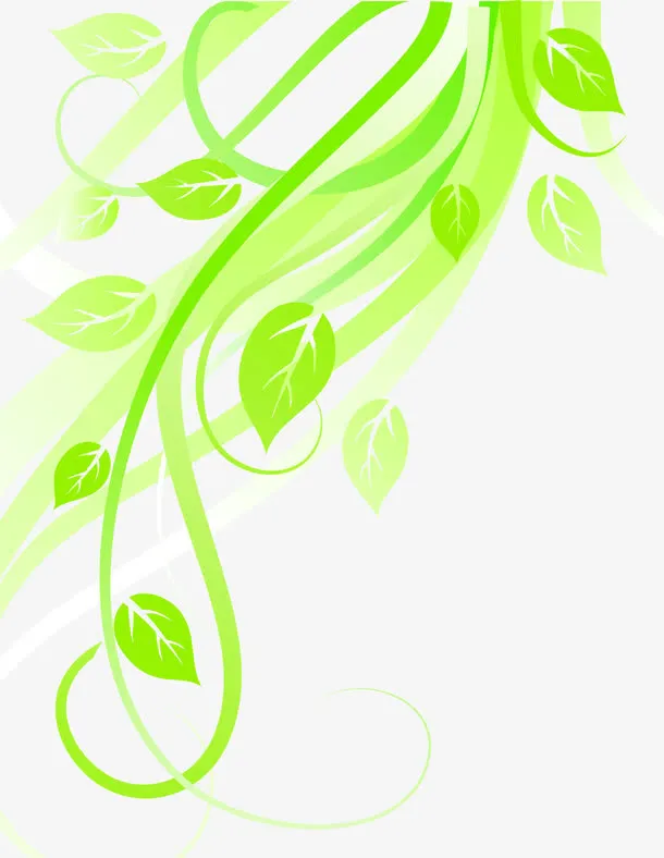 创意花卉绿叶缠绕免抠