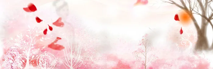 小清新文艺风粉色花瓣手绘背景高清