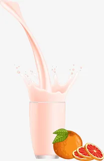 矢量粉色果汁和橙子免抠