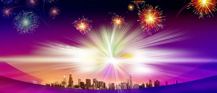 大气新年炫酷光束礼花背景banner高清