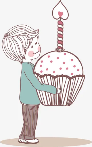 抱蛋糕的男孩免抠