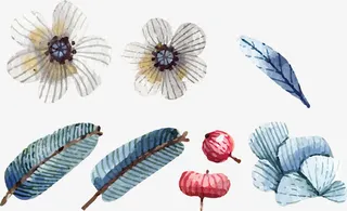 矢量手绘水彩插画免抠