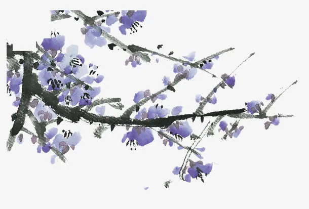 水墨效果梅花免抠