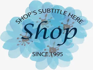 蓝色花朵标题框免抠