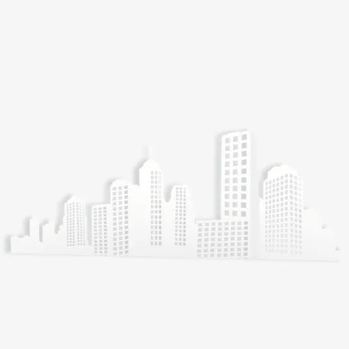 白色城市高楼剪影免抠