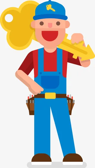 微笑扁平钥匙锁匠免抠