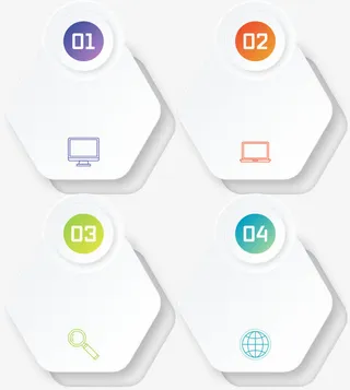 矢量数字六边形标签免抠