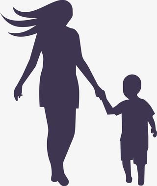 卡通母亲节人物母子剪影矢量素材免抠