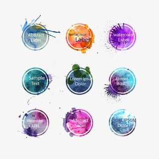 圆形 水彩 标签免抠
