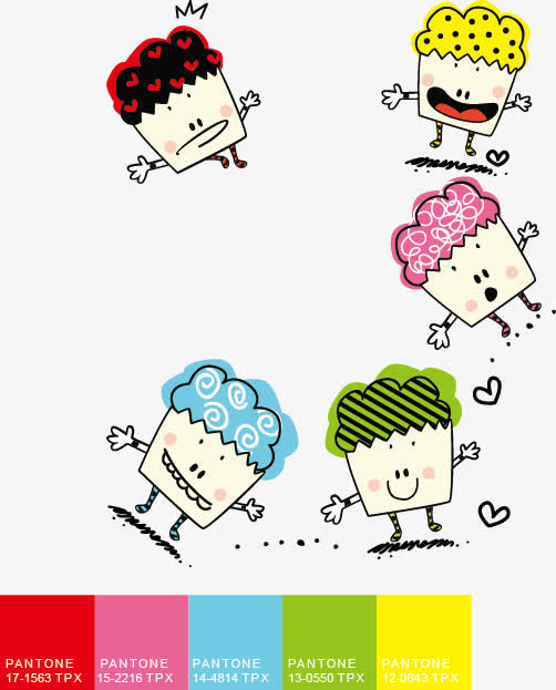 缤纷夏日可爱卡通各色学糕免抠