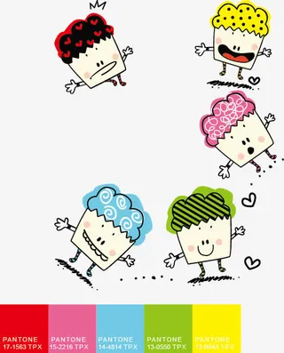 缤纷夏日可爱卡通各色学糕免抠