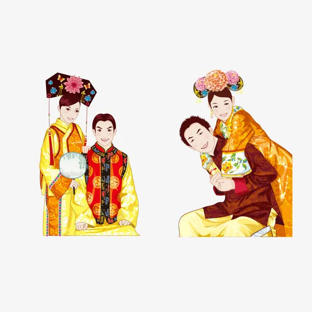 卡通婚纱照免抠