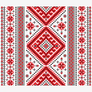 红色卡通刺绣花纹矢量图免抠