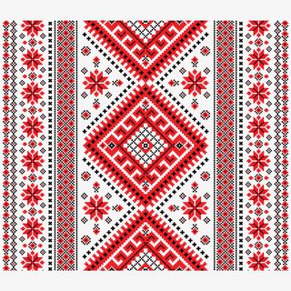 红色卡通刺绣花纹矢量图免抠