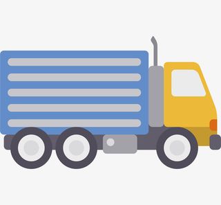 卡通彩色简约货车装饰设计免抠