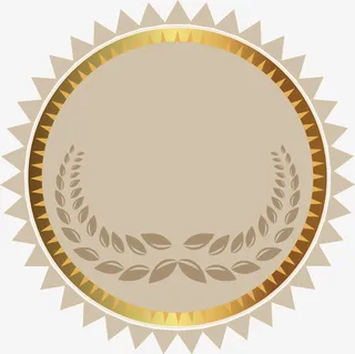 黄色圆形勋章免抠