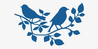 十里春风单色小鸟活动图免抠