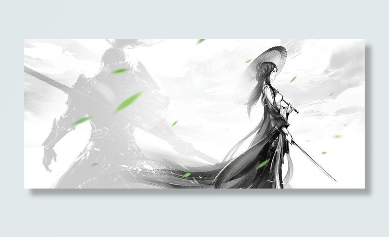 手绘古风人物背景高清