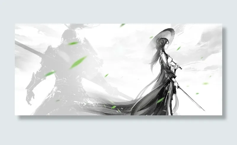 手绘古风人物背景高清