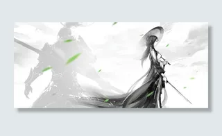 手绘古风人物背景高清