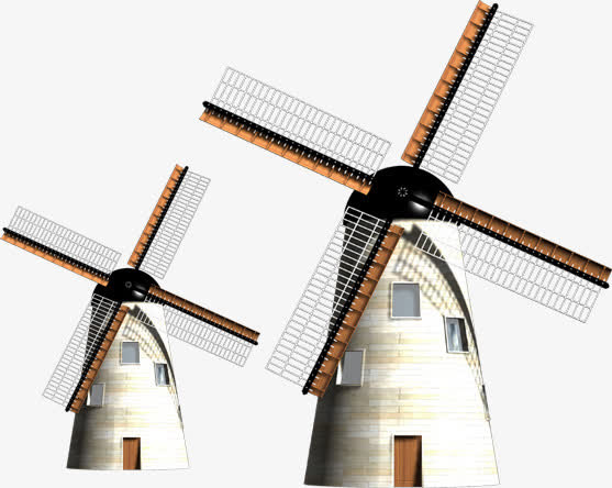 风车户外春天乡村免抠