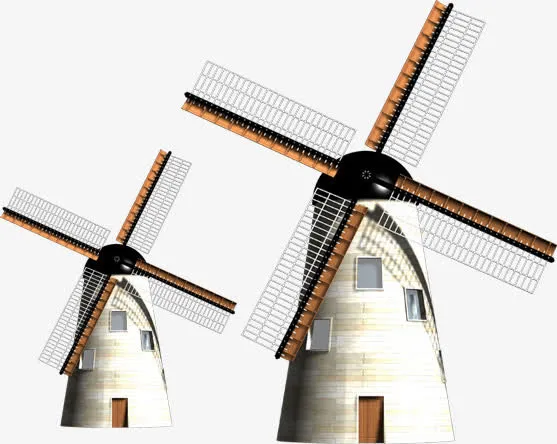 风车户外春天乡村免抠